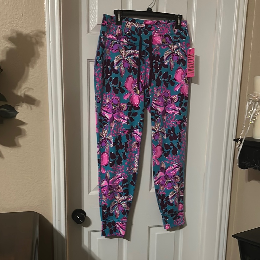 Lilly Pulitzer Teal and Pink Floral Leggings